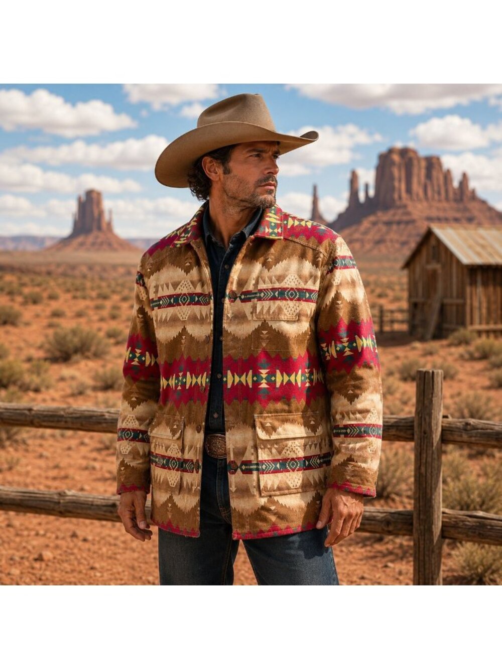 Polo Ralph Lauren Mens L Rare Southwest Aztec Hunting Chore Western Barn Jacket